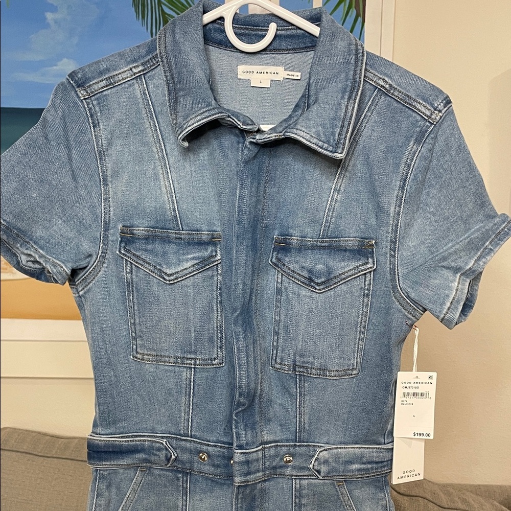Good American Light Blue Denim Jumpsuit - Picture 5 of 8